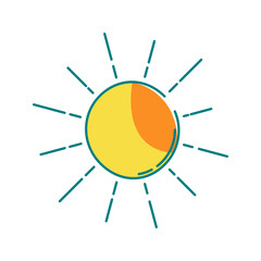 Sun Icon Illustration with bright colour palette in doodle style Ideal for Vacation, hobby and leasure themed designs.