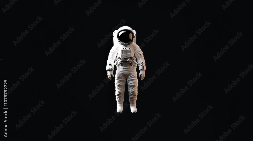 Poster astronaut floating in space outer space digital art dark environment front view exploration concept