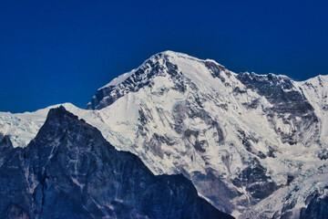 Cho Oyu,8201 m,6th highest moutain the world,summit and south face on the Nepal-Tibet border in this magnificent telephoto zoom shot from Zatrwa La Pass,4610 m,Mera Peak Expedition,Nepal 