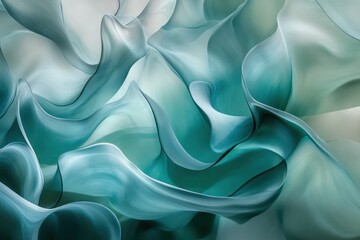 Obraz premium Flowing turquoise fabric creates a serene and abstract pattern