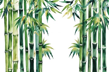 Aesthetic Bamboo Watercolor Art with Unique Cut-Out Design Elements for Home Decor