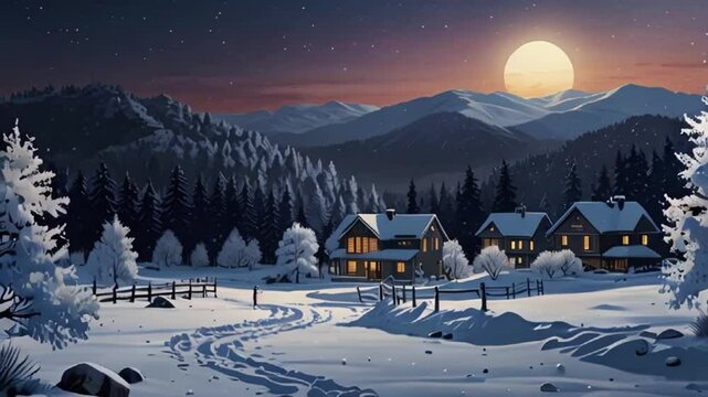 winter landscape with mountains colorful lights HD resolution with hyper realistic nature ai generative 4K Background.