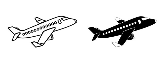 Airplane silhouette icon. Travel icon line. symbol plane passenger. Vector illustration