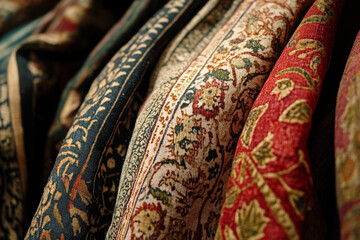 closeup of colorful floral fabric texture