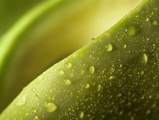 Close-up of water droplets on a green leaf