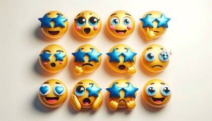 Obraz premium Colorful Emoji Collection Expressing Fun and Joyful Emotions. generator AI