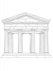 Obraz premium Minimalist Line Drawing of Ancient Greek Temple Architecture