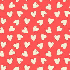 Love shape seamless pattern illustration. Cute romantic red background for valentines day and wedding design. Vector illustration