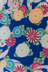 japanese style pattern with flowers and blue background