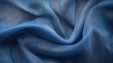 Intricate blue fabric texture with flowing waves and patterns