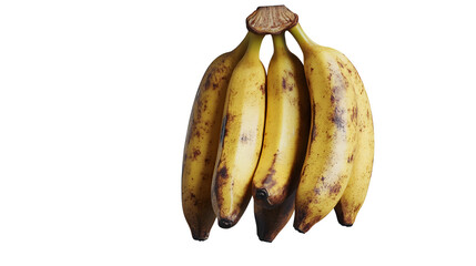 A bunch of ripe, yellow bananas, isolated on a white background, perfect for a healthy, tropical snack