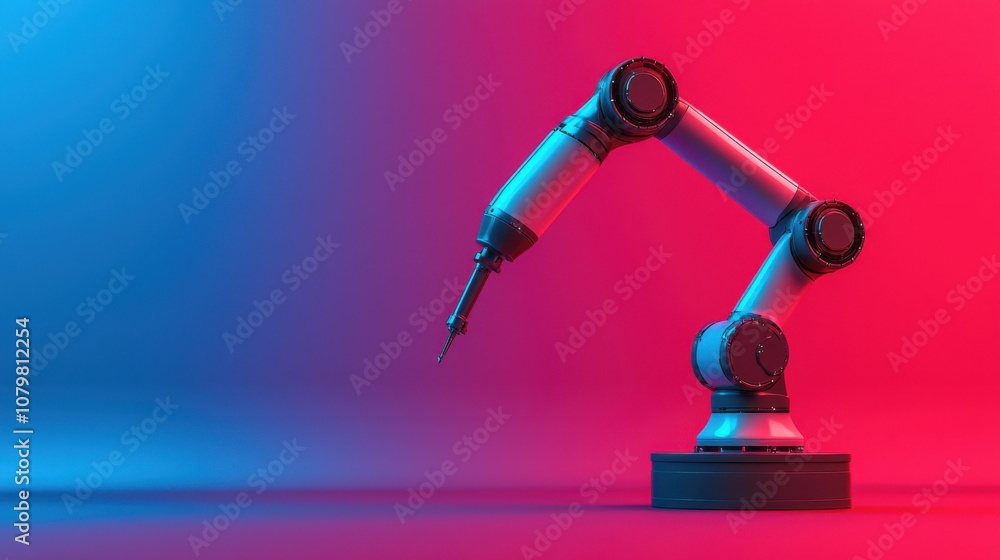 Poster advanced robotic arm utilizes precision tools for enhanced performance in modern industries