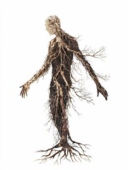 Stylized family tree illustrating roots and branches, representing heritage and lineage, perfect for genealogy themes.