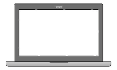 ノートパソコンのイメージ シンプル 破線 グレー