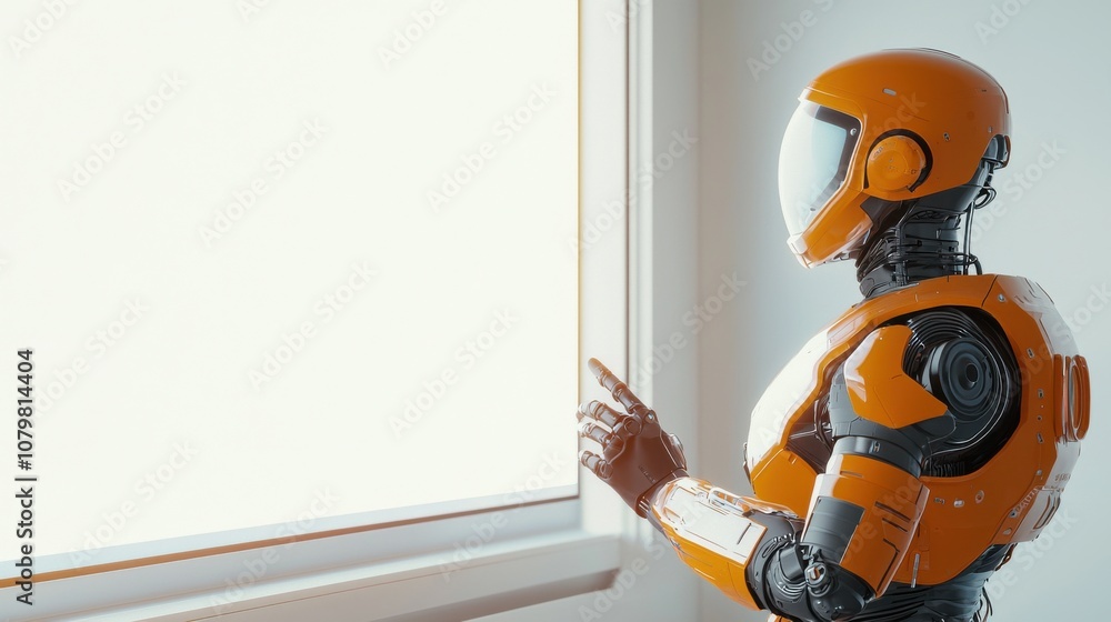 Aufkleber humanoid robot engages with holographic interface to enhance digital interaction experience