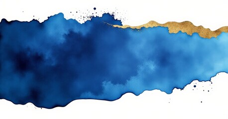 Obraz premium Elegant Navy Blue and Gold Foil Watercolor Texture for Art and Design Projects