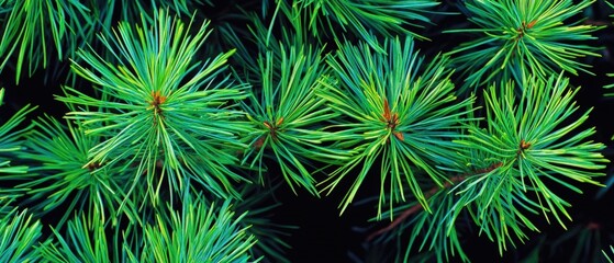 Lush green pine tree branches with vibrant foliage