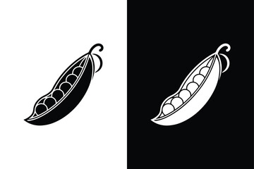 Bold Peas Glyph Icon. Flat, Filled Style Silhouettes in Black and White