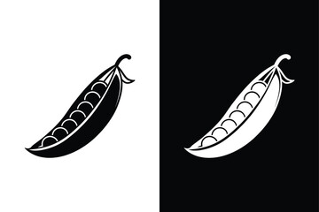 Green Peas Glyph Vector Icon. Black and White Filled Style Illustrations