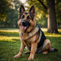 German shepherd or Alsatian dog in the garden