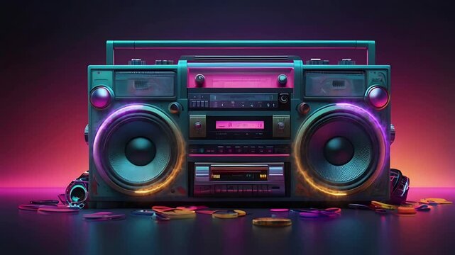 An old radio with a retro theme. Seamless 4K looping timelapse video animation background