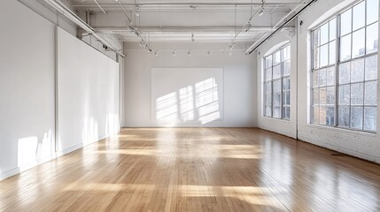 Artistic space modern gallery interior photography minimalistic design wide-angle view creative potential