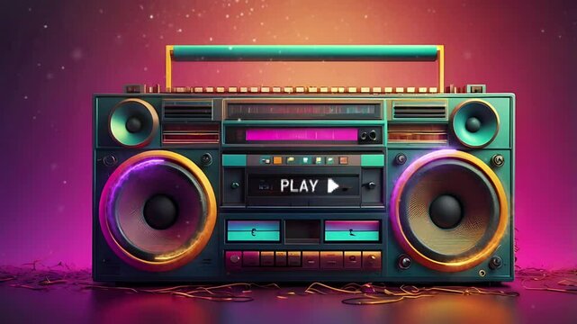 An old radio with a retro theme. Seamless 4K looping timelapse video animation background