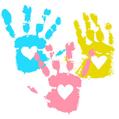 Colorful Handprints Love Sign Illustration Vibrant Colors Vector