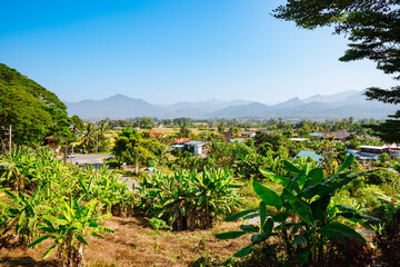 Scenic View of Pua District, Nan Province, Thailand in the morning
