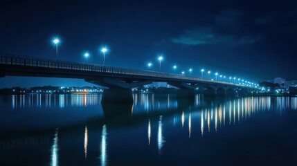 Night Bridge Reflection