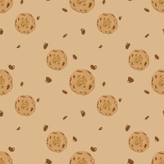 Cashew nuts and chocolate cookie print pattern seamless for printing, cutting, crafts Ideal, wall stickers and more decorate.