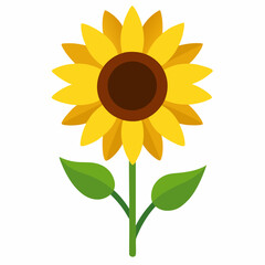 Simple Yellow Sunflower Illustration with Green Leaves