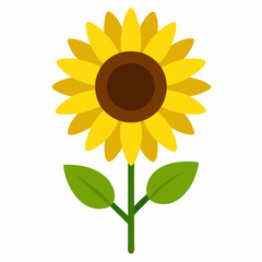 Simple Yellow Sunflower Illustration with Green Leaves