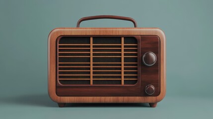 Vintage wooden radio with a classic design, perfect for retro decor and capturing nostalgic moments.