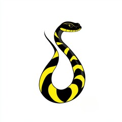 Obraz premium A stylized black and yellow sea krait illustration.