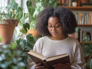 National Dictionary Day Relaxed Reading in a Cozy Plant-Filled Nook