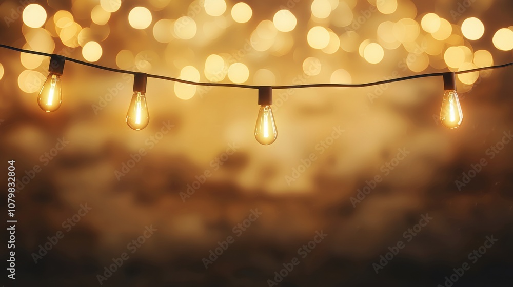 Poster soft cream abstract backdrop with subtle out of focus light bulbs creating a warm and inviting atmos
