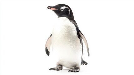 Obraz premium Chubby Penguin Standing on White Background With Copy Space