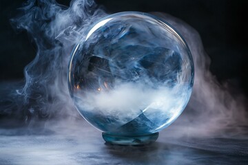 Witch's crystal ball with eerie fog effect, spooky Halloween decor