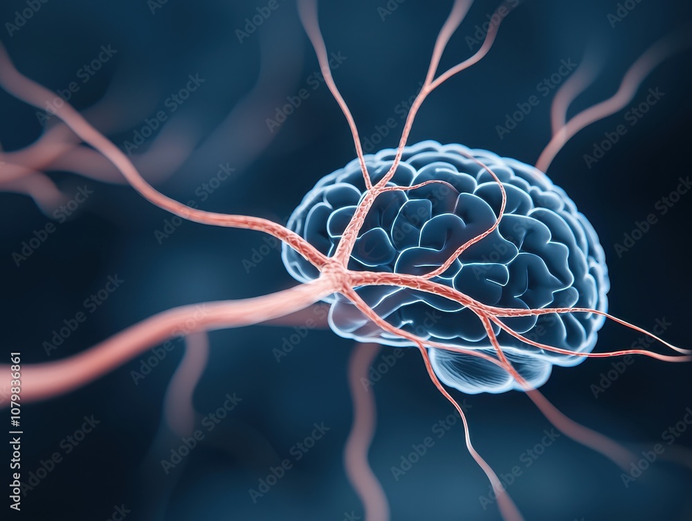 Poster a digital illustration of a brain interconnected with neural pathways, depicting the complexity of t