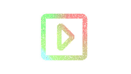 Icon caret square right is made up of LED square shapes. There are bright diodes and there are black dead diodes