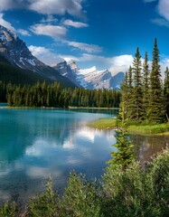 The Serene Lakes and Dense Forests of the Canadian Rockies, Offering a Peaceful Retreat for Outdoor Enthusiasts Surrounded by Majestic Mountain Peaks and Pristine Wilderness