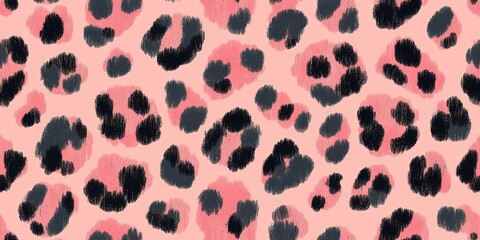 Fototapeta premium Pink and Black Leopard Print Seamless Abstract Pattern