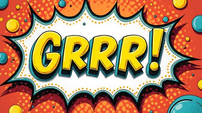 Comic Book Style Speech Bubble With Bold Yellow GRR Letters
