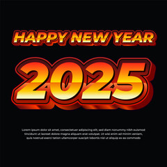 2025 New Year Square Banner Background Design with retro style effect