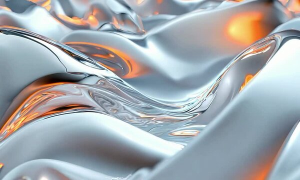 modern abstract pattern of an opal in the shape of a curve with a silver reflective surface