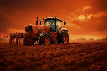 Crimson Fields: A Tractor's Journey"