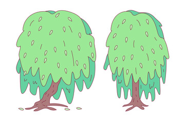 cartoon weeping willow tree isolated on white illustration © Vetra Kori