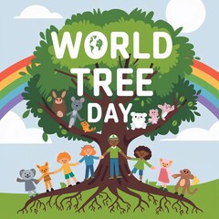 Fototapeta premium world tree day, save tree, save world