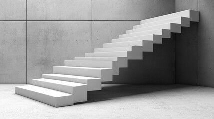 Fototapeta premium White staircase in a concrete room.